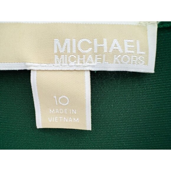 Michael Kors 10 Green Pleated V-Neck Wrap Maxi Dress - Picture 3 of 16